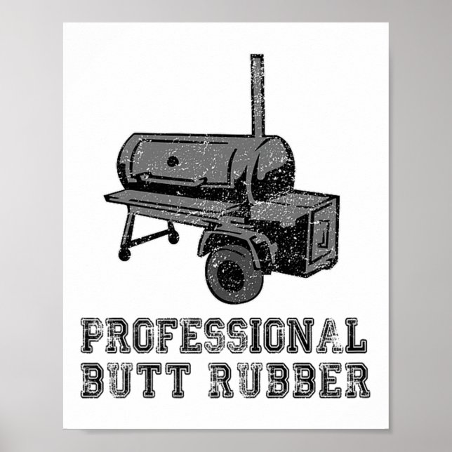 Poster Grillades, Barbecue, Fumeur, Bouton professionnel  (Devant)