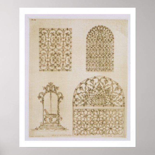 Poster Grillades en fer islamique pour fenêtres et puits, (Devant)