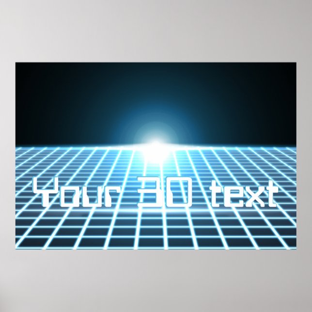 Poster Grille 3D brillante avec texte personnalisable (Devant)