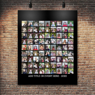 Poster Grille de collage photo de 81 Carrés - Texte perso