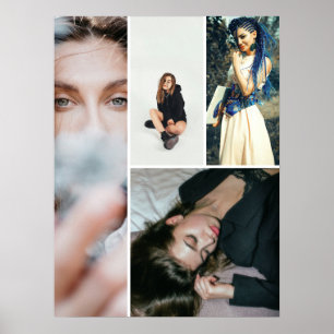 Poster Grille de collage simple personnalisée 4 photos