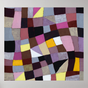 Poster Grille Irrégulière : Peinture Abstraite Violet-Jau