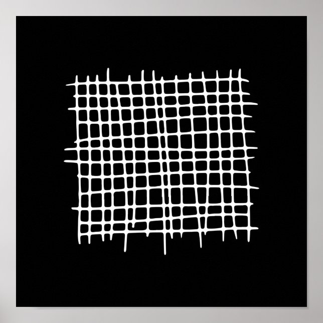 Poster Grille moderne géométrique Abstraite blanche noire (Devant)