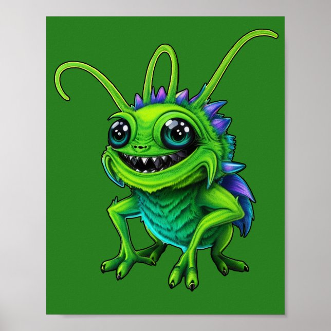 Poster Grille monstre verte - (Devant)