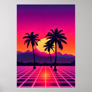 Poster Grille Sunset des années 80 rétro