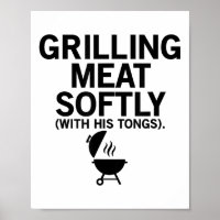 Griller La Viande Doucement Avec Ses Tongs Drôle B