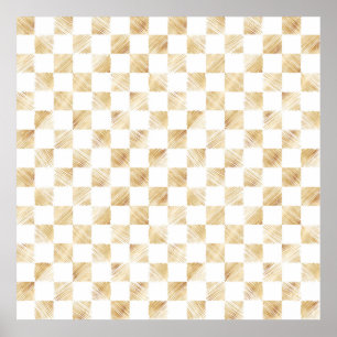 Poster Grilles Or moderne À damiers Motif blanc