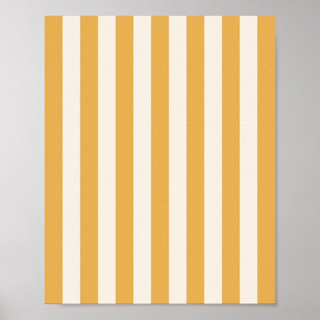 Poster Grilles Verticales Moutarde Jaune Et Blanc Gratté (Devant)