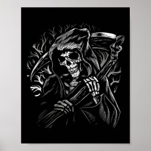 Poster Grim Faucheuse Crâne Mort Scythe Mort Gothique Hor