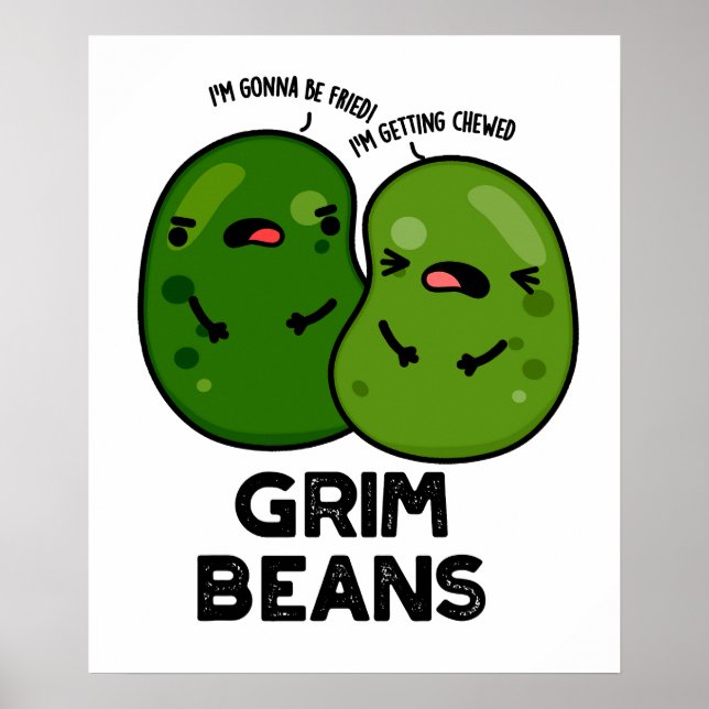 Poster Grim Haricots Fruits de légumes amusants (Devant)