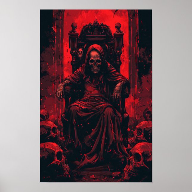 Poster Grim Reaper assis sur l'affiche du trône (Devant)