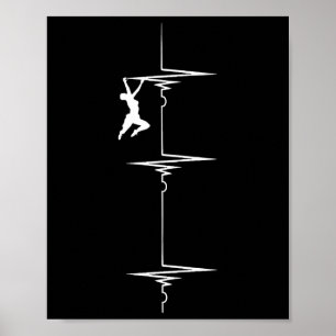 Poster grimpeur de mur de roche battement de coeur ecg po