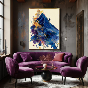Poster Grimpeur de roche à encre fluide abstraite – Mouve