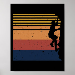 Poster Grimpeur d'escalade de bloc de style vintage rétro
