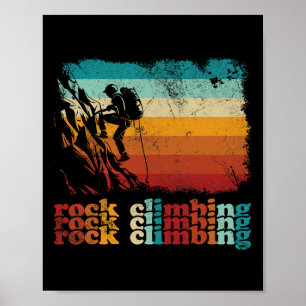 Poster Grimpeur d'escalade de roche de style rétro vintag