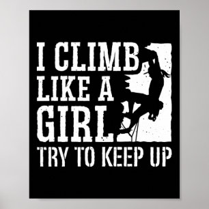 Poster Grimpeuse d'escalade de montagne de bloc