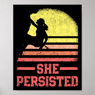 Poster Grimpeuse féminine silhouette rétro elle