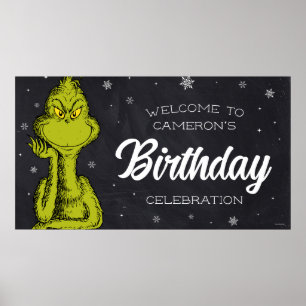 Poster Grinch Chalkboard Anniversaire