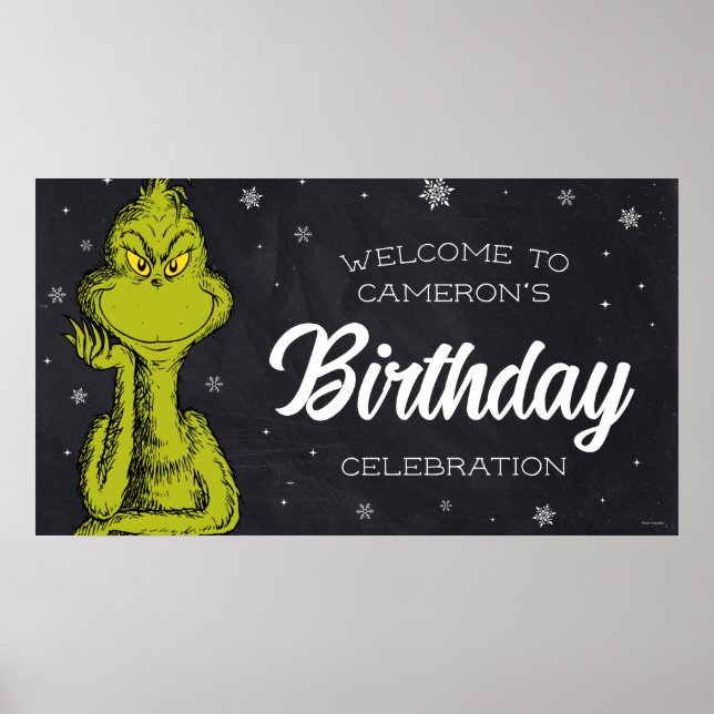 Poster Grinch Chalkboard Anniversaire (Devant)