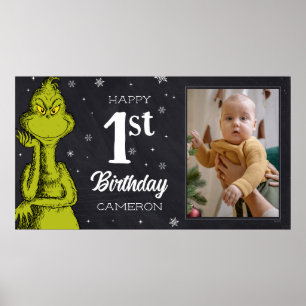 Poster Grinch Chalkboard Anniversaire