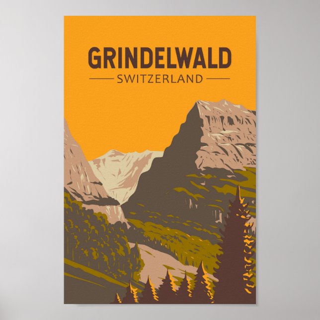 Poster Grindelwald Suisse Travel Art Vintage (Devant)