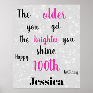 Poster Gris argent et rose 100e anniversaire