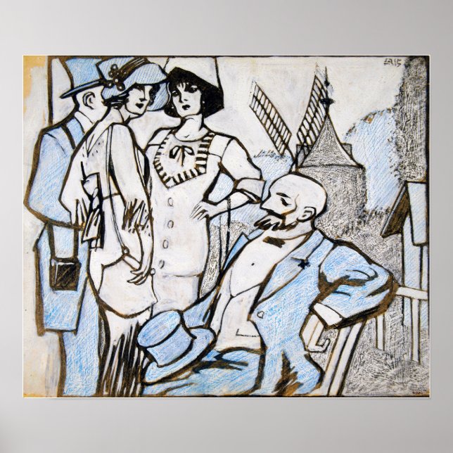 Poster Gris - Aux Races De Longchamps (Devant)