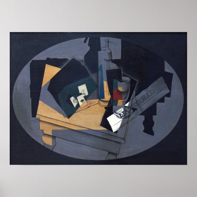 Poster Gris - Cartes à jouer et siphon 1916 (Devant)