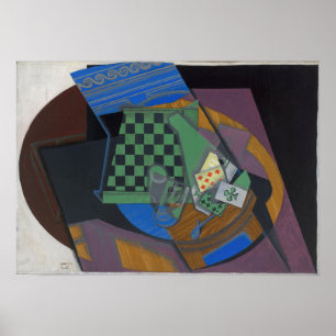 Poster Gris - Damier Et Cartes À Jouer