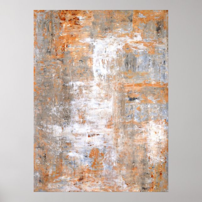 Poster Gris et Brown de peinture Abstraite (Devant)