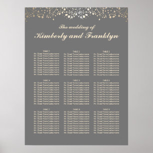 Poster Gris et Gold Baby's Breath Mariage Seating Chart