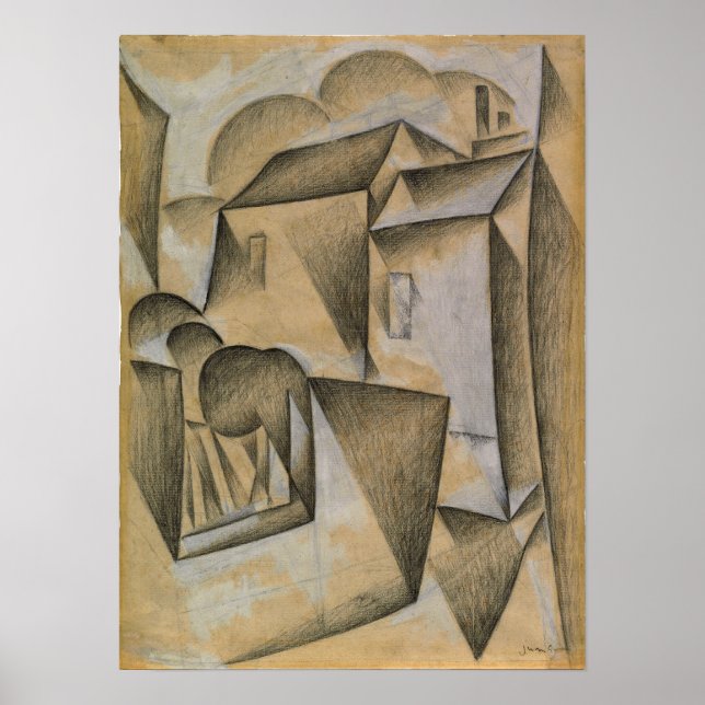 Poster Gris - Maisons à Paris (Devant)