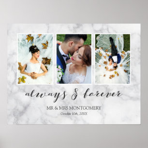 Poster Gris Marbre Toujours & Forever Mariage Photo Colla