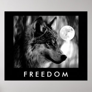 Poster Gris Motivation Liberté Loup & Lune Imprime