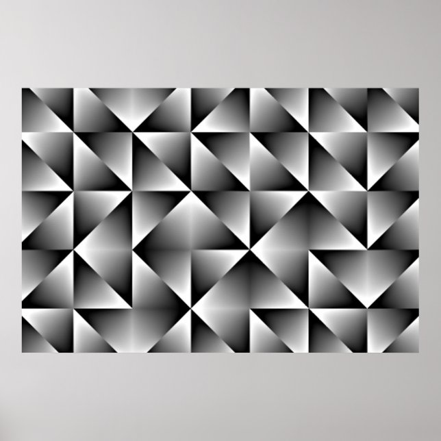 Poster Gris Noir Blanc Gradié Carré Triangles Art (Devant)
