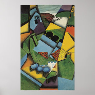 Poster Gris - Paysage et maisons à Céret
