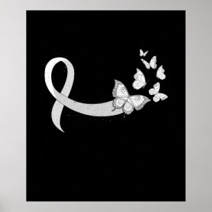 Poster Gris Ruban Papillon Cerveau Mois de sensibilisatio