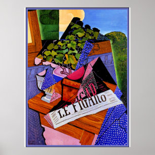 Poster Gris - Un pot de Geraniums