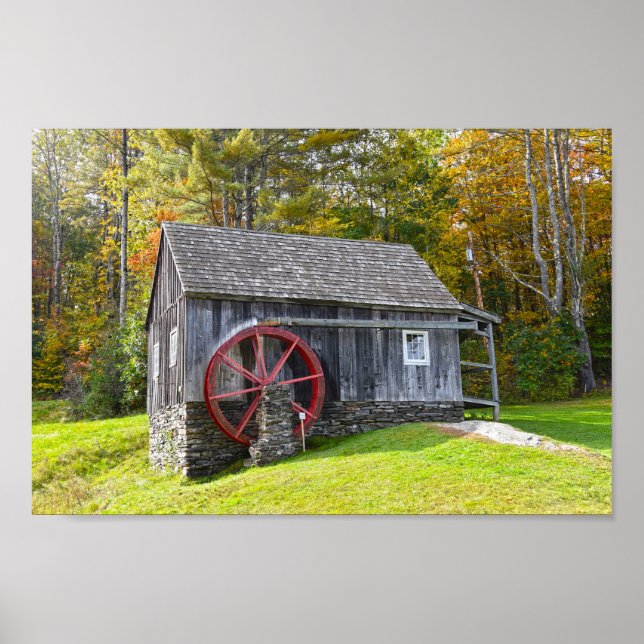 Poster Gristmill vintage Vermont (Devant)