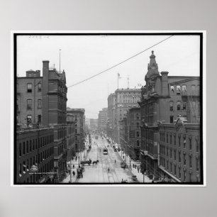 Poster Griswold Street, Detroit Michigan vers 1906