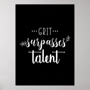Poster Grit vs Talent - Succès immense Gym Motivation