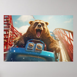 Poster Grizzly Oear Animal Fun Roller dessous de verre Ha