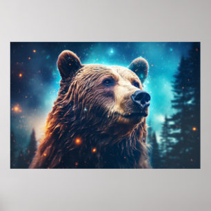Poster Grizzly Oear Wild Animal Majestic Wilderness Art