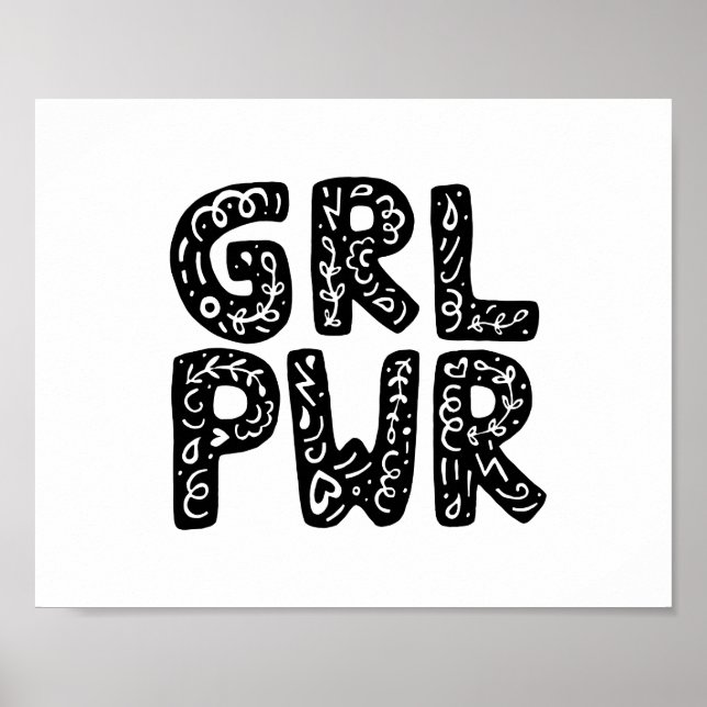 Poster GRL PWR Girl Power Typography Art (Devant)
