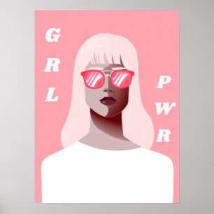Poster GRL PWR Illustration féministe moderne Puissance f