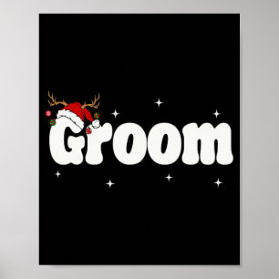 Poster Groom Bride Père Noël Couples tenues de Noël Xmas
