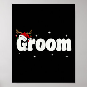 Poster Groom Bride Père Noël Couples tenues de Noël Xmas