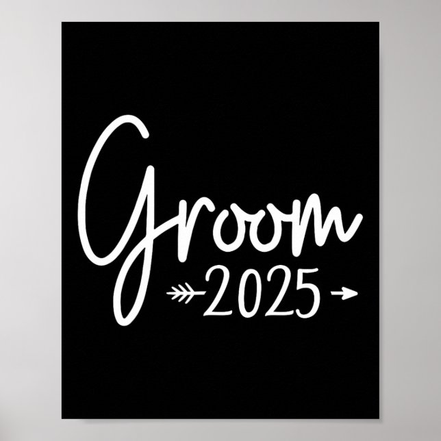 Poster Groom Est 2025 Mariage marié Fiançailles Obtention (Devant)