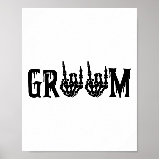 Poster Groom Skeleton mariée main Halloween Mariage Bache (Devant)