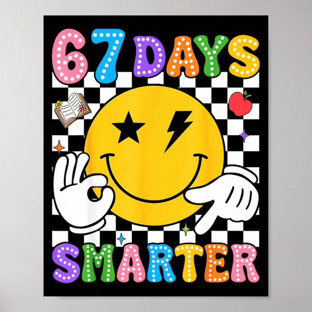 Poster Groovy 67th Day Of School Shirt 67 Days Smarter Te (Devant)